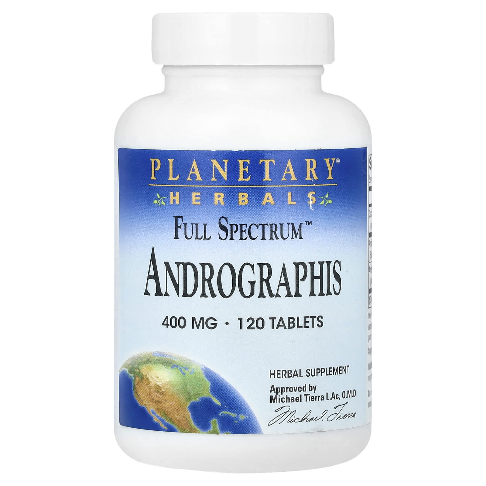 Planetary Herbals, Andrographis, Full Spectrum 400 mg, 120 Tablets UPC 021078104889 | HiLife Vitamins