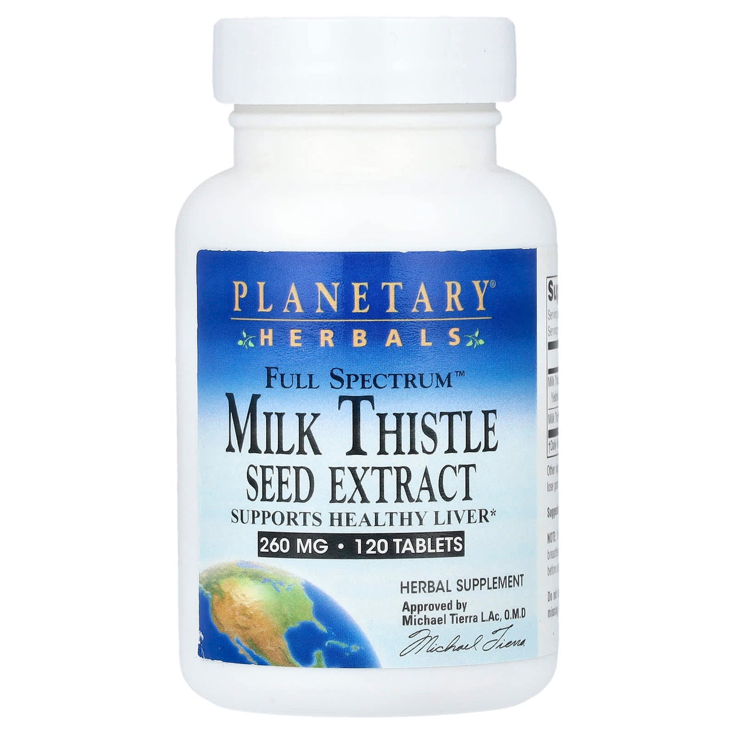 Planetary Herbals, Milk Thistle Seed Extract, Full Spectrum™ 260 mg, 120 Tablets UPC 021078105169 | Hilife Vitamins