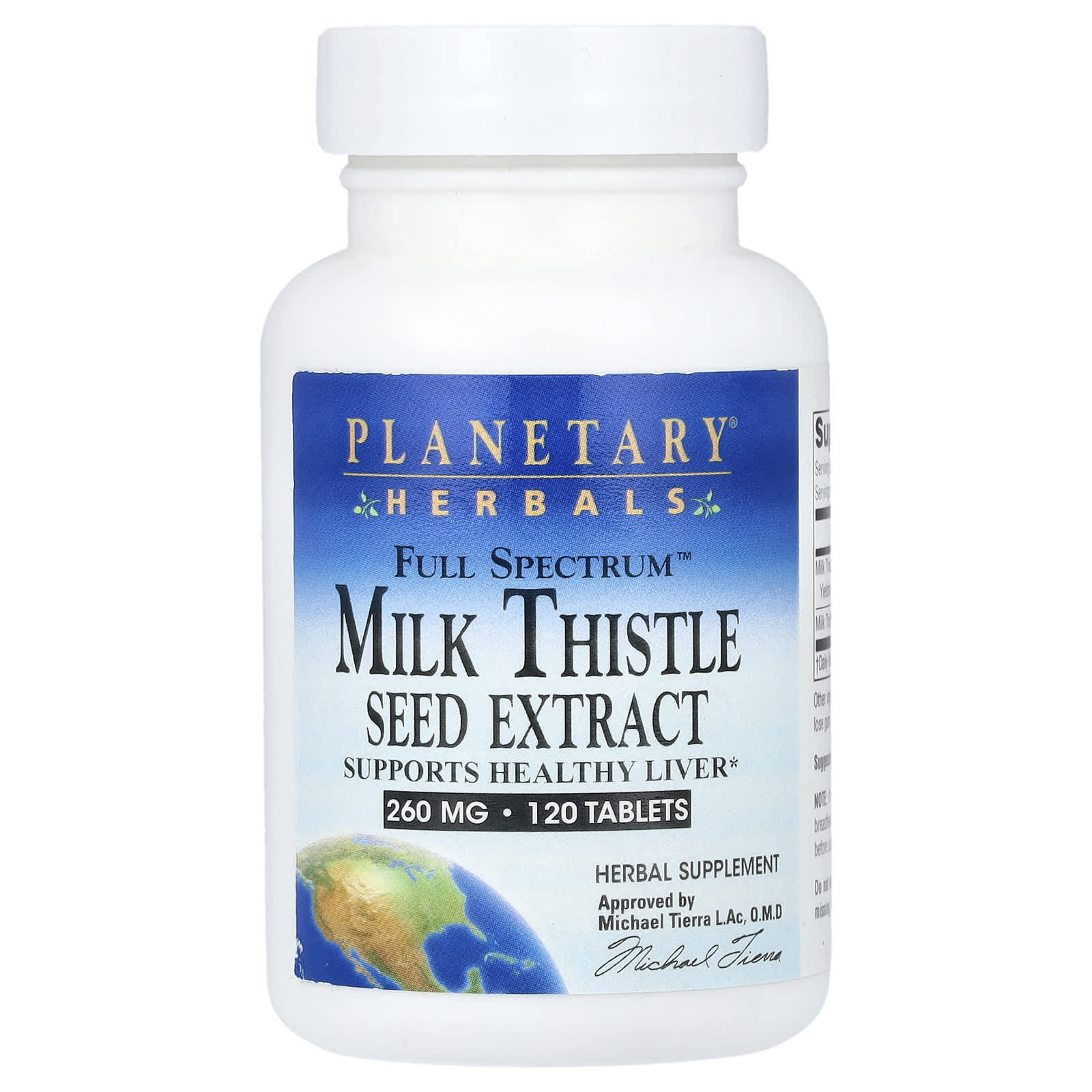 Planetary Herbals, Milk Thistle Seed Extract, Full Spectrum™ 260 mg, 120 Tablets UPC 021078105169 | Hilife Vitamins