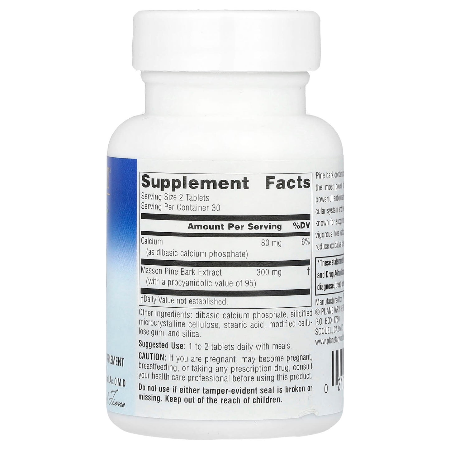Planetary Herbals, Full Spectrum Pine Bark Extract, 150 mg, 60 Tablets UPC 021078105817 | Hilife Vitamins