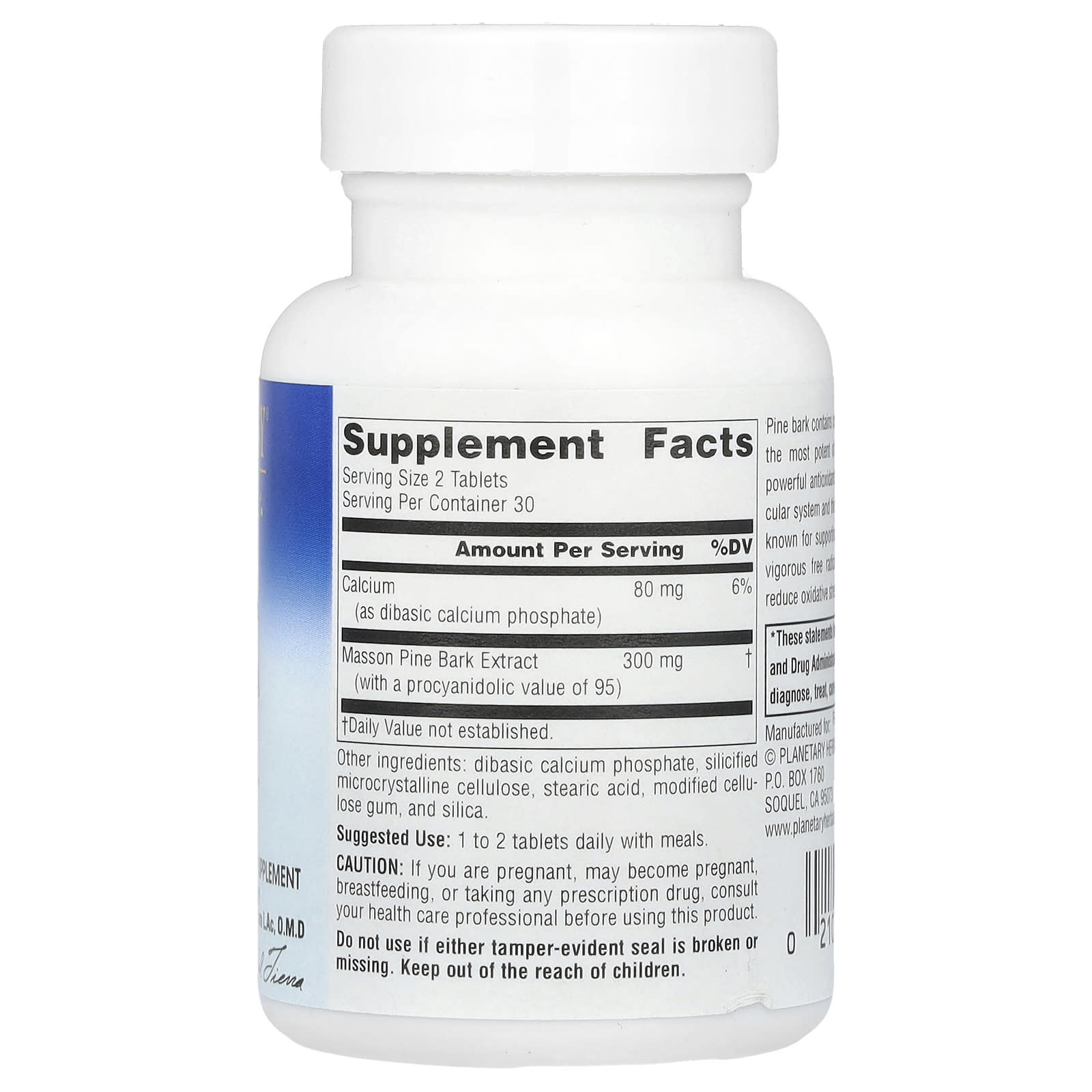 Planetary Herbals, Full Spectrum Pine Bark Extract, 150 mg, 60 Tablets UPC 021078105817 | Hilife Vitamins