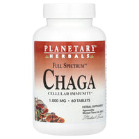 Planetary Herbals, Chaga, Full Spectrum™ 1000 mg, 60 Tablets UPC 021078106661 | Hilife Vitamins