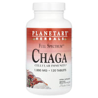 Planetary Herbals, Chaga, Full Spectrum 1000 mg, 120 Tablets UPC 021078106678 | HiLife Vitamins