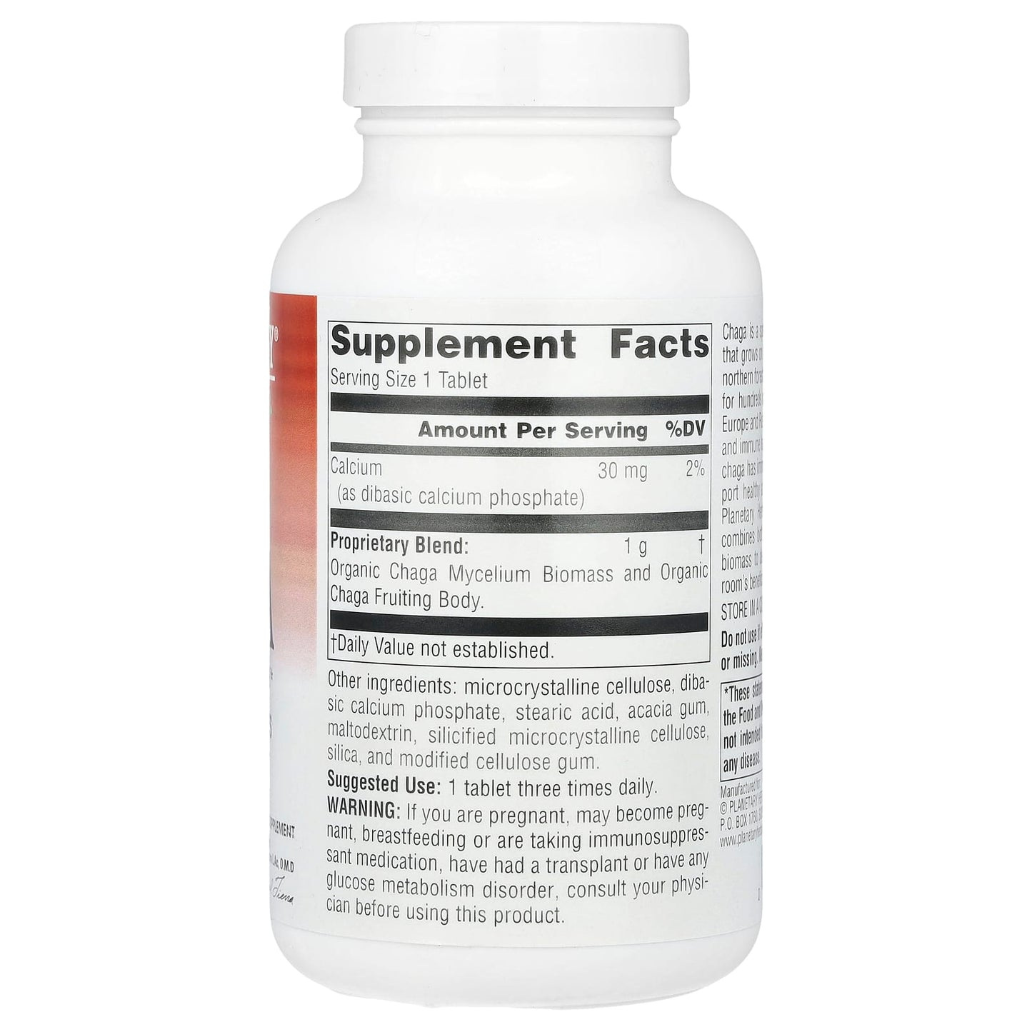 Planetary Herbals, Chaga, Full Spectrum 1000 mg, 120 Tablets UPC 021078106678 | HiLife Vitamins