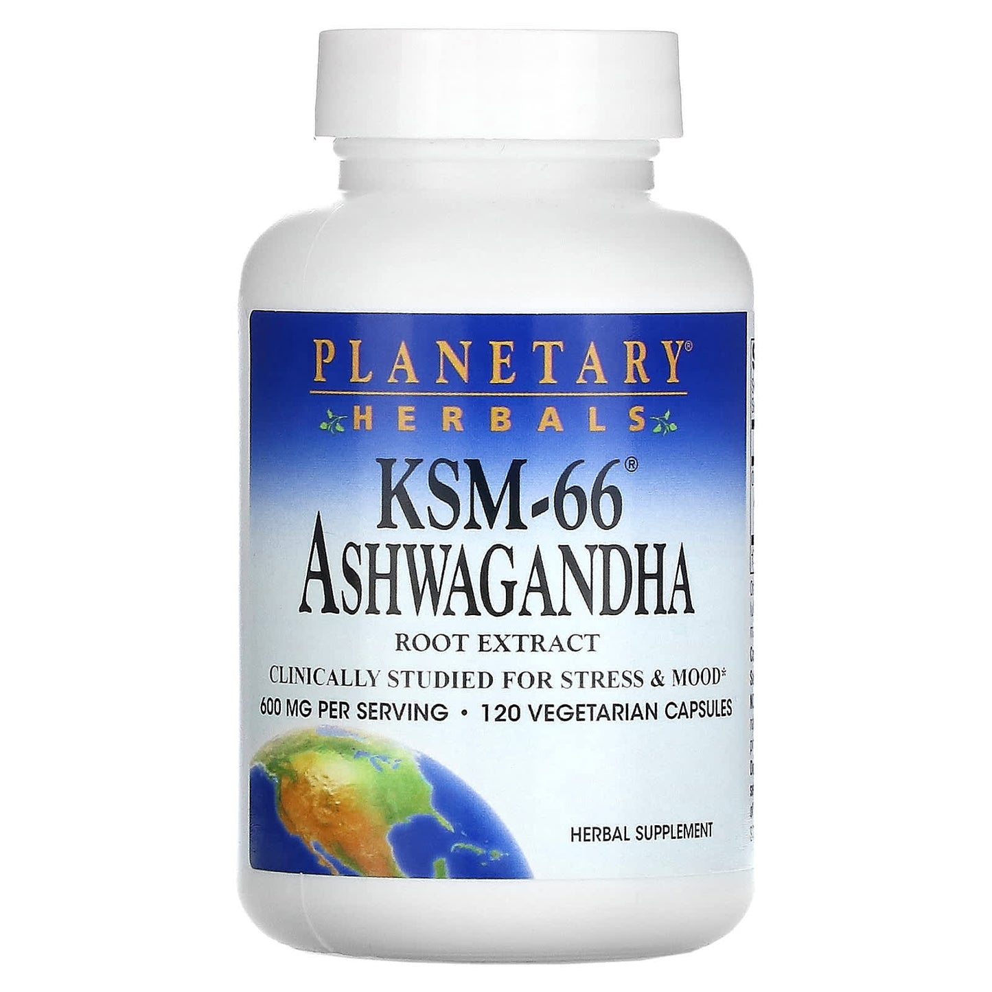PLANETARY HERBALS, KSM-66® Ashwagandha 600 mg, 120 CAPVEGI UPC 021078107781 | HiLife Vitamins
