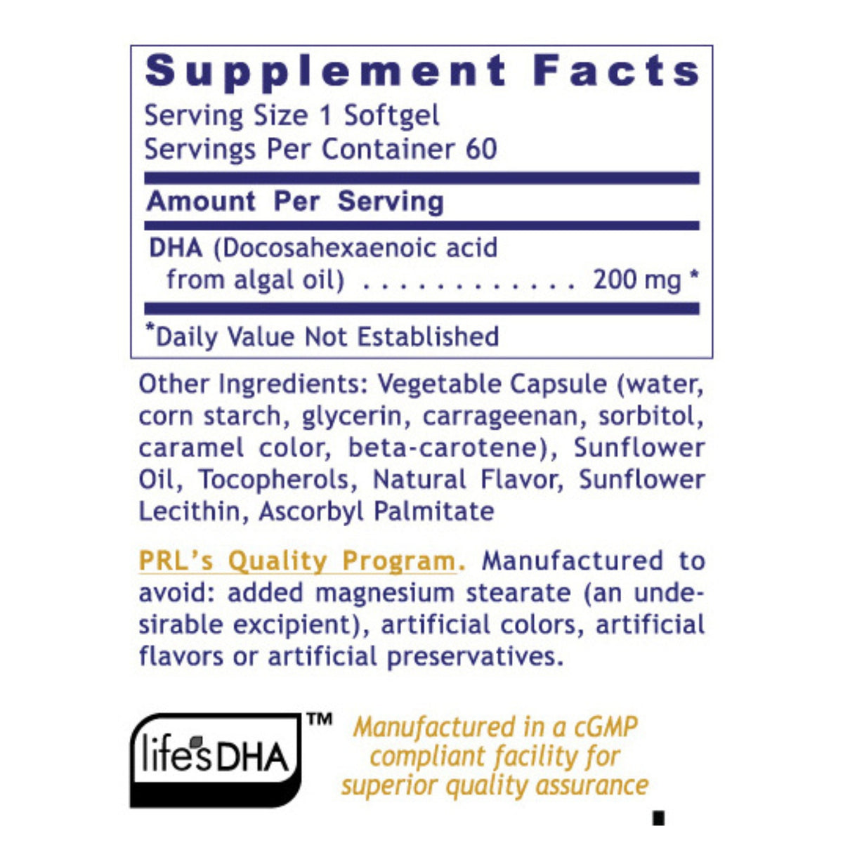Premier Research Labs, Premier DHA, 60 Vegetarian Softgels UPC 807735001612 | Hilife Vitamins
