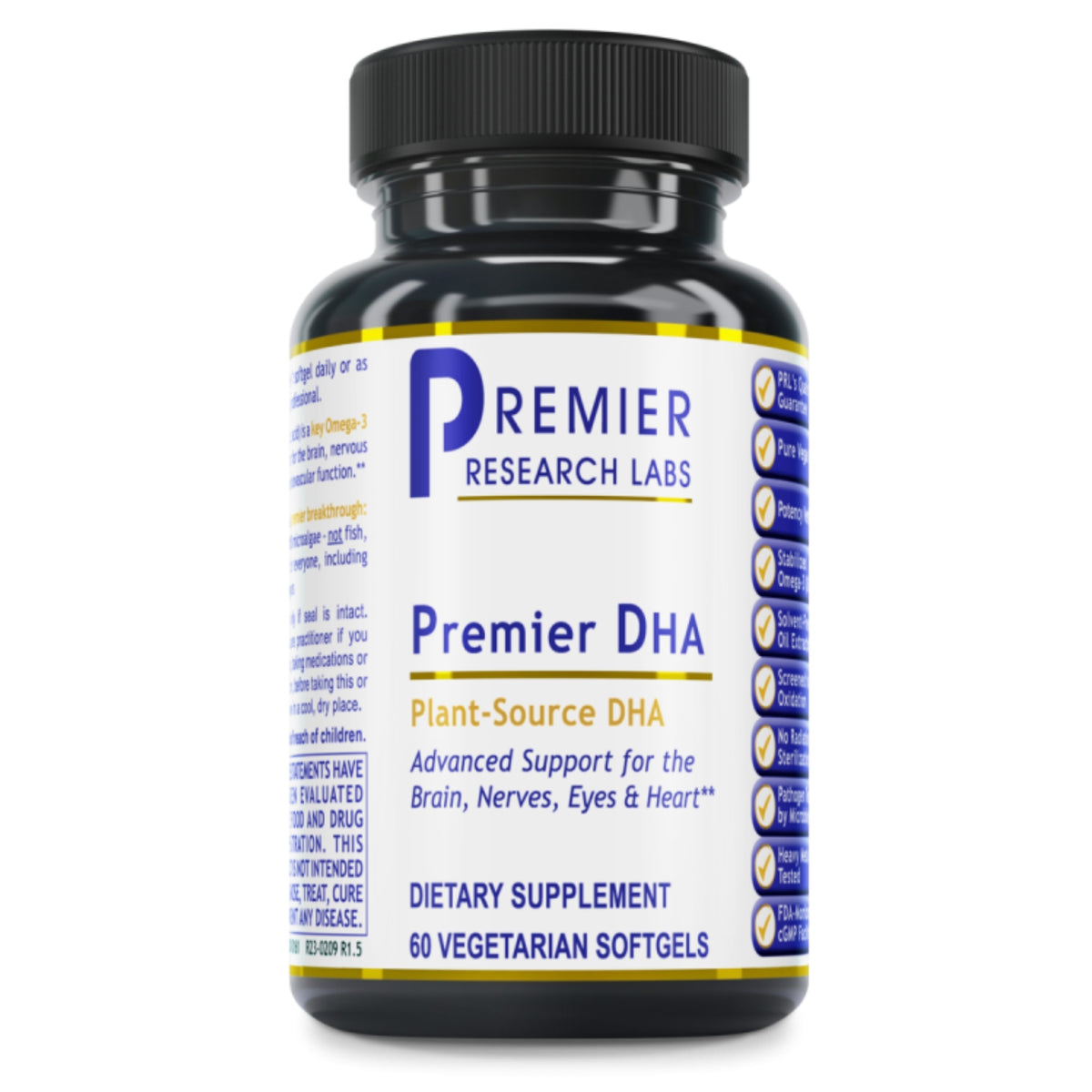 Premier Research Labs, Premier DHA, 60 Vegetarian Softgels UPC 807735001612 | Hilife Vitamins