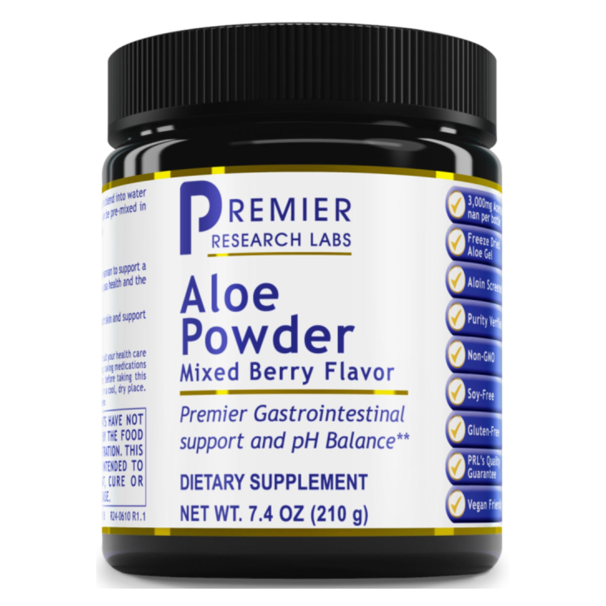 Premier Research Labs, Aloe Powder, Mixed Berry Flavor, 7.4 oz (210 g) UPC 807735003180 | Hilife Vitamins