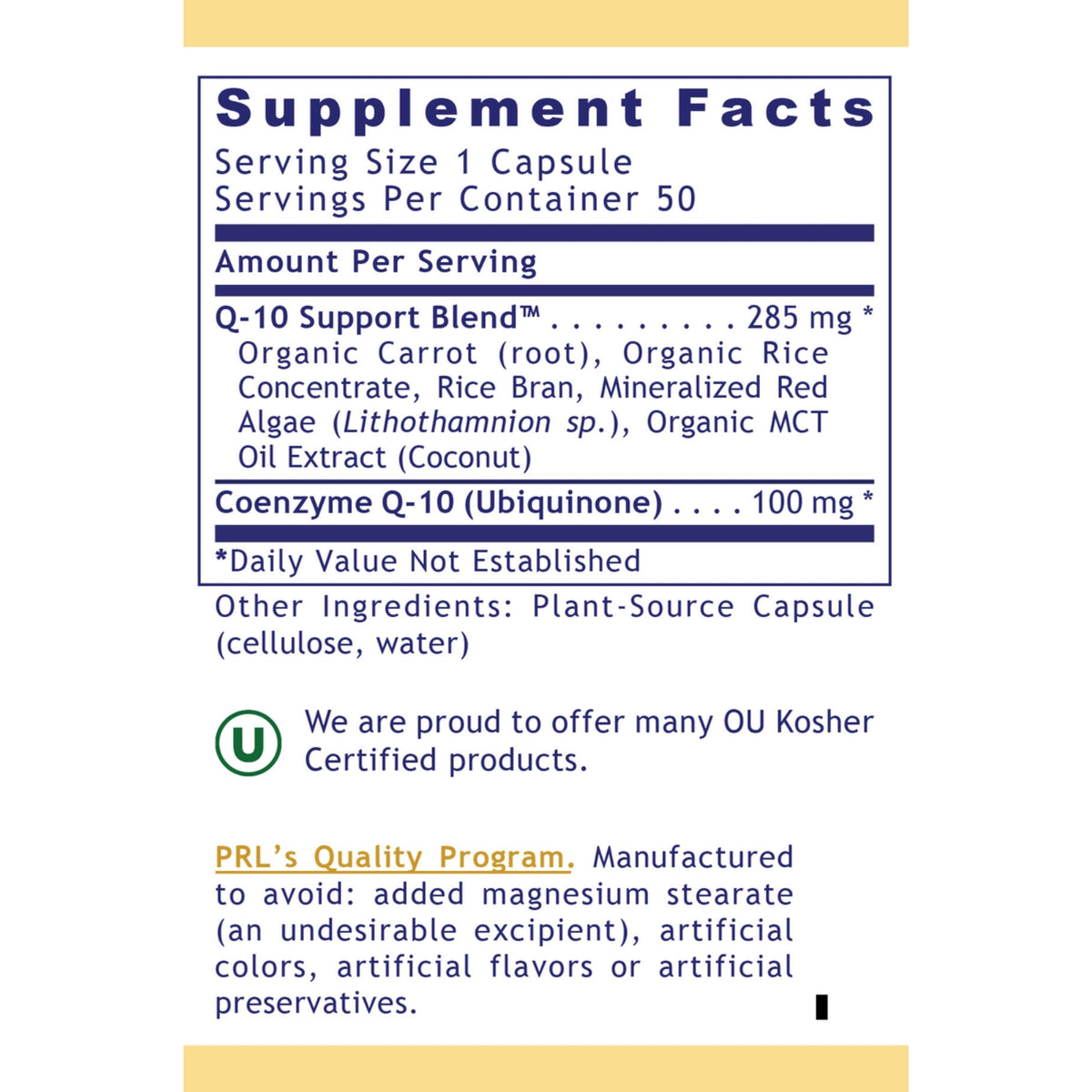 Premier Research Labs, Premier CoQ-10, 50 Plant-Source Capsules UPC 807735004620 | Hilife Vitamins