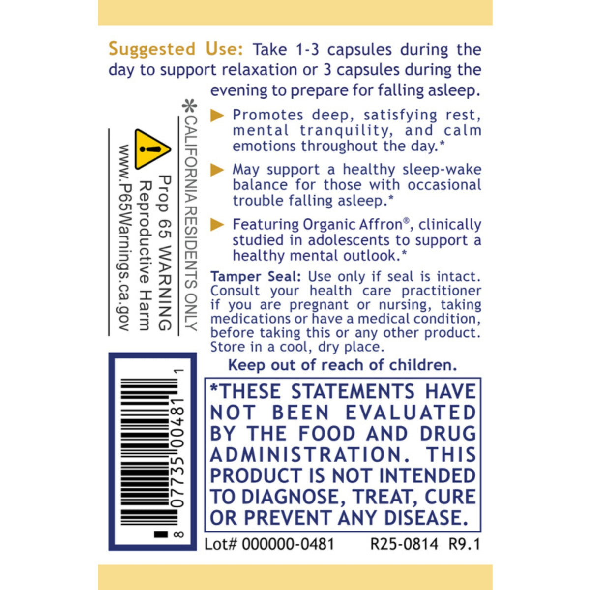 Premier Research Labs, Tranquinol, 90 Plant-Source Capsules UPC 807735004811 | Hilife Vitamins