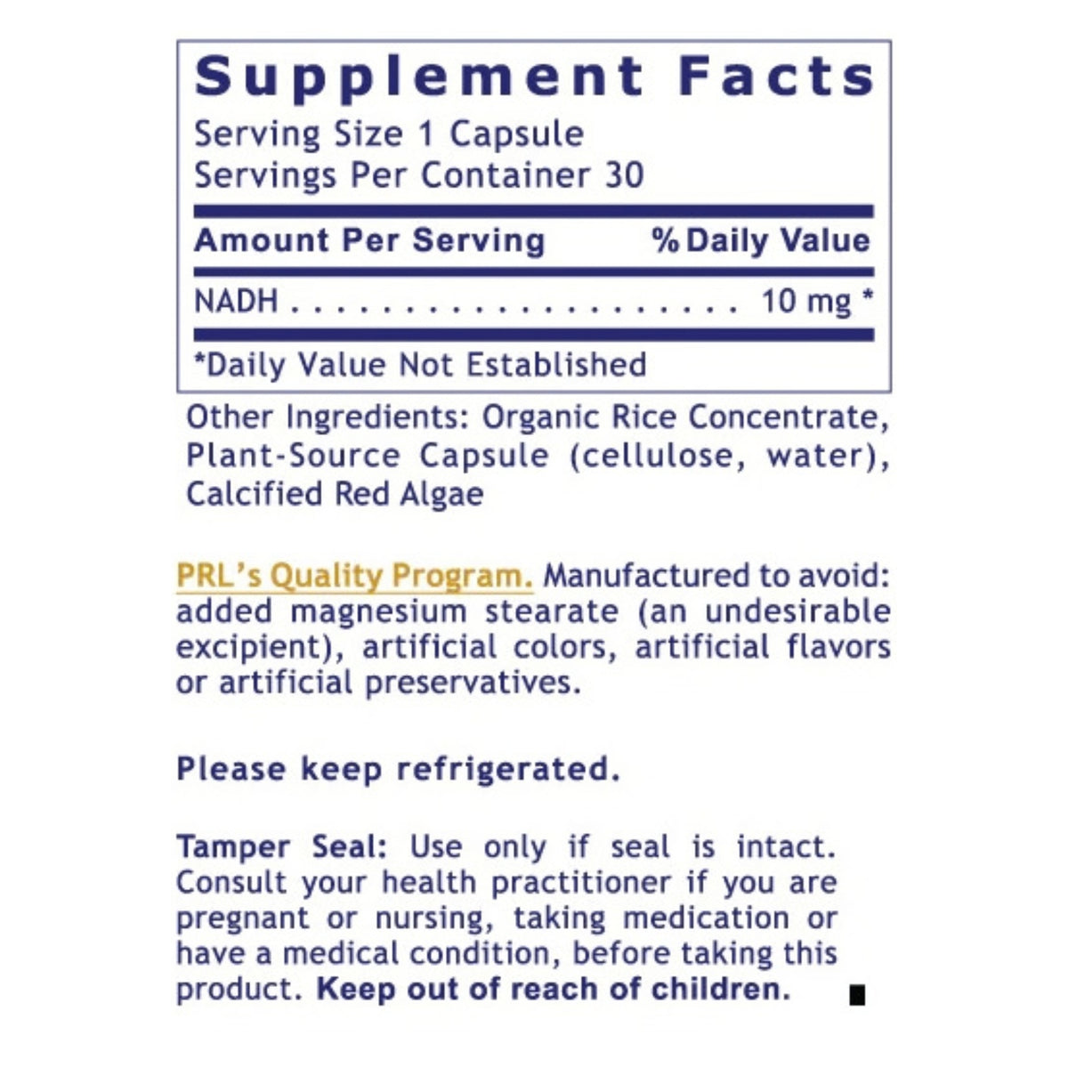 Premier Research Labs, Premier NADH, 30 Plant-Source Capsules UPC 807735005108 | Hilife Vitamins