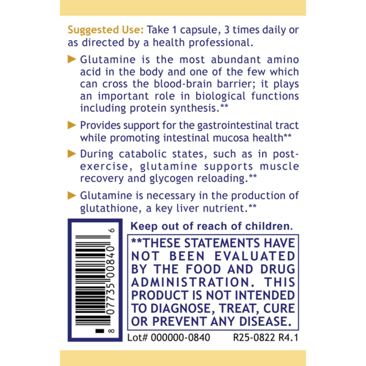 Premier Research Labs, Premier Glutamine, 100 Plant-Source Capsules UPC 807735008406 | Hilife Vitamins