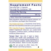 Premier Research Labs, Premier Glutamine, 100 Plant-Source Capsules UPC 807735008406 | Hilife Vitamins