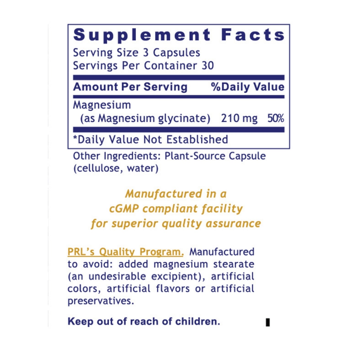 Premier Research Labs, Premier Magnesium Glycinate, 90 Plant-Source Capsules UPC 807735011505 | HiLife Vitamins