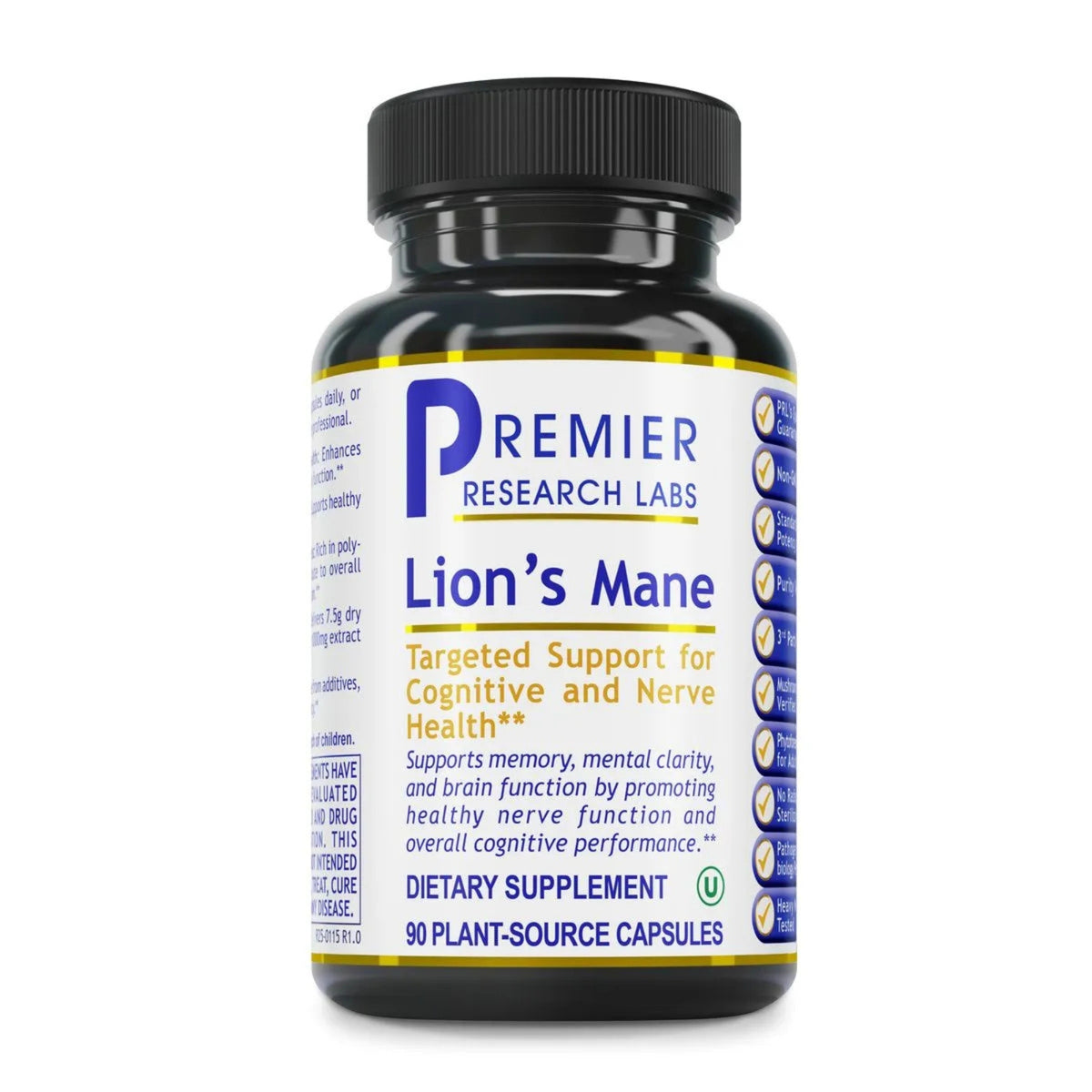 Premier Research Labs, Lion's Mane, 90 Plant-Source Capsules UPC 807735726102 | Hilife Vitamins