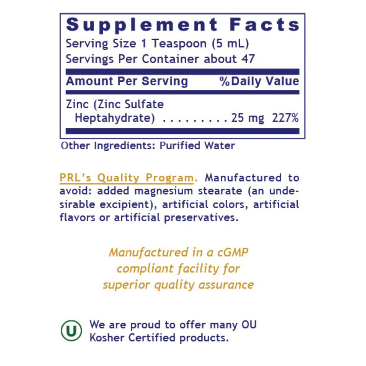 Premier Research Labs, Liquid Zinc Ultra, 8 FL OZ (235 mL) UPC 807735011901 | Hilife Vitamins