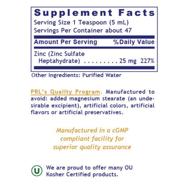 Premier Research Labs, Liquid Zinc Ultra, 8 FL OZ (235 mL) UPC 807735011901 | Hilife Vitamins