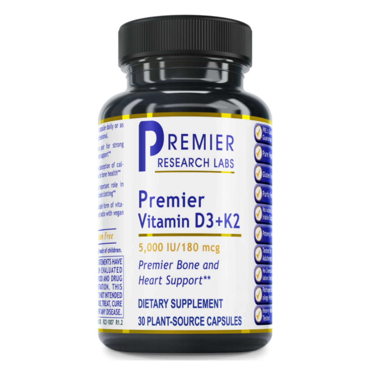 Premier Research Labs, Premier Vitamin D3+K2, 30 Plant-Source Capsules UPC 807735012052 | Hilife Vitamins