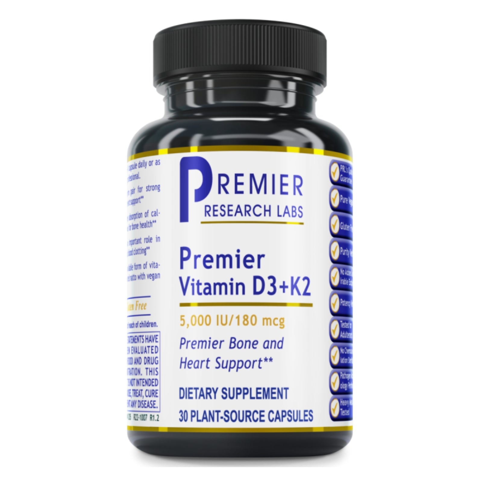 Premier Research Labs, Premier Vitamin D3+K2, 30 Plant-Source Capsules UPC 807735012052 | Hilife Vitamins