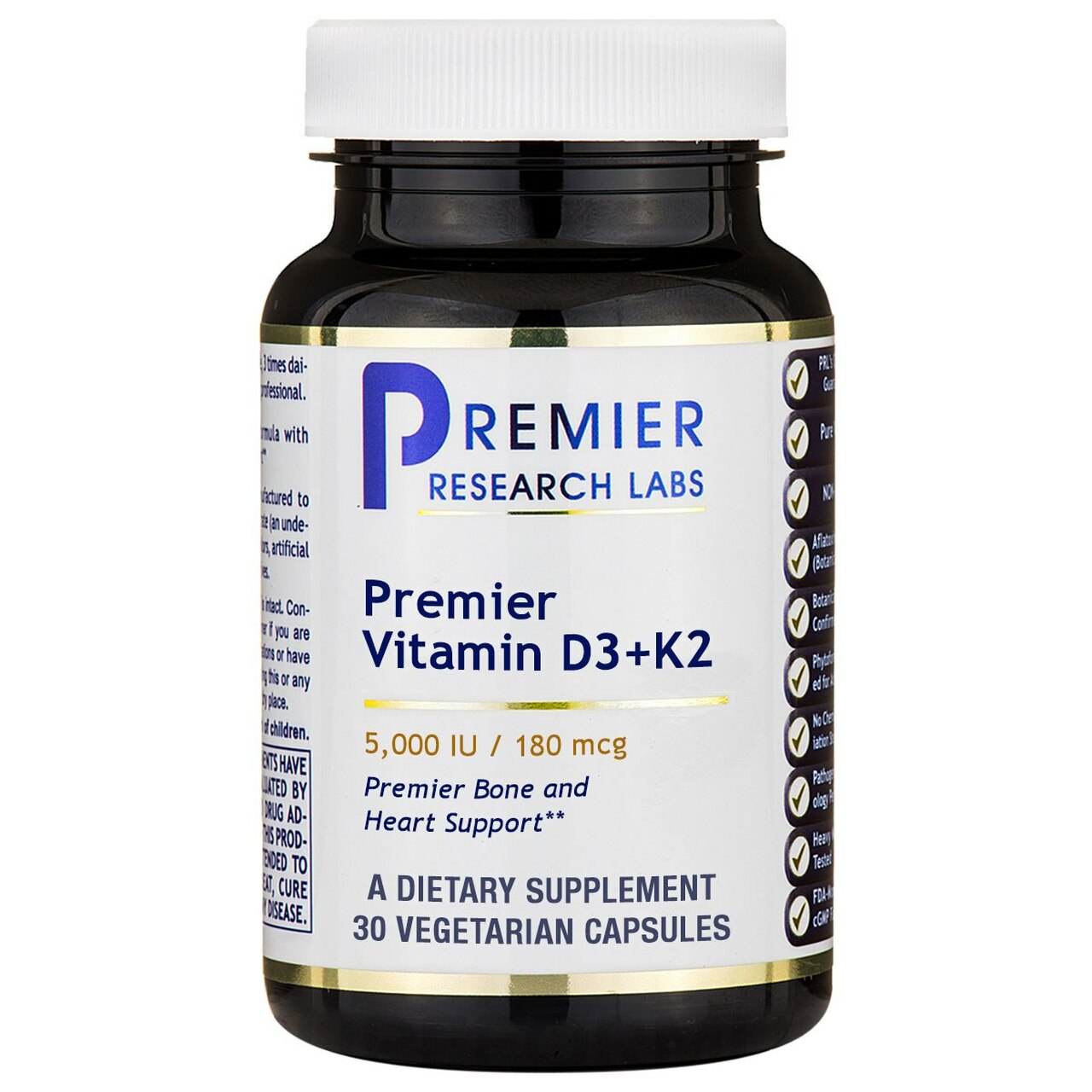 Premier Research Labs, Premier Vitamin D3+K2, 30 Capsules UPC 807735012052 | HiLife Vitamins