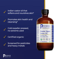 Premier Research Labs, Premier Organic Castor Oil, 8 FL OZ (237 mL) UPC 807735015053 | Hilife Vitamins
