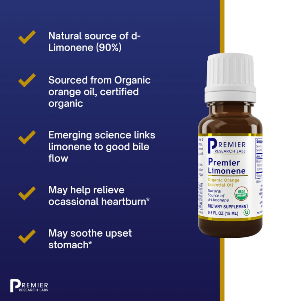 Premier Research Labs, Premier Limonene, 0.5 FL OZ (15 ML) UPC 807735015527 | Hilife Vitamins