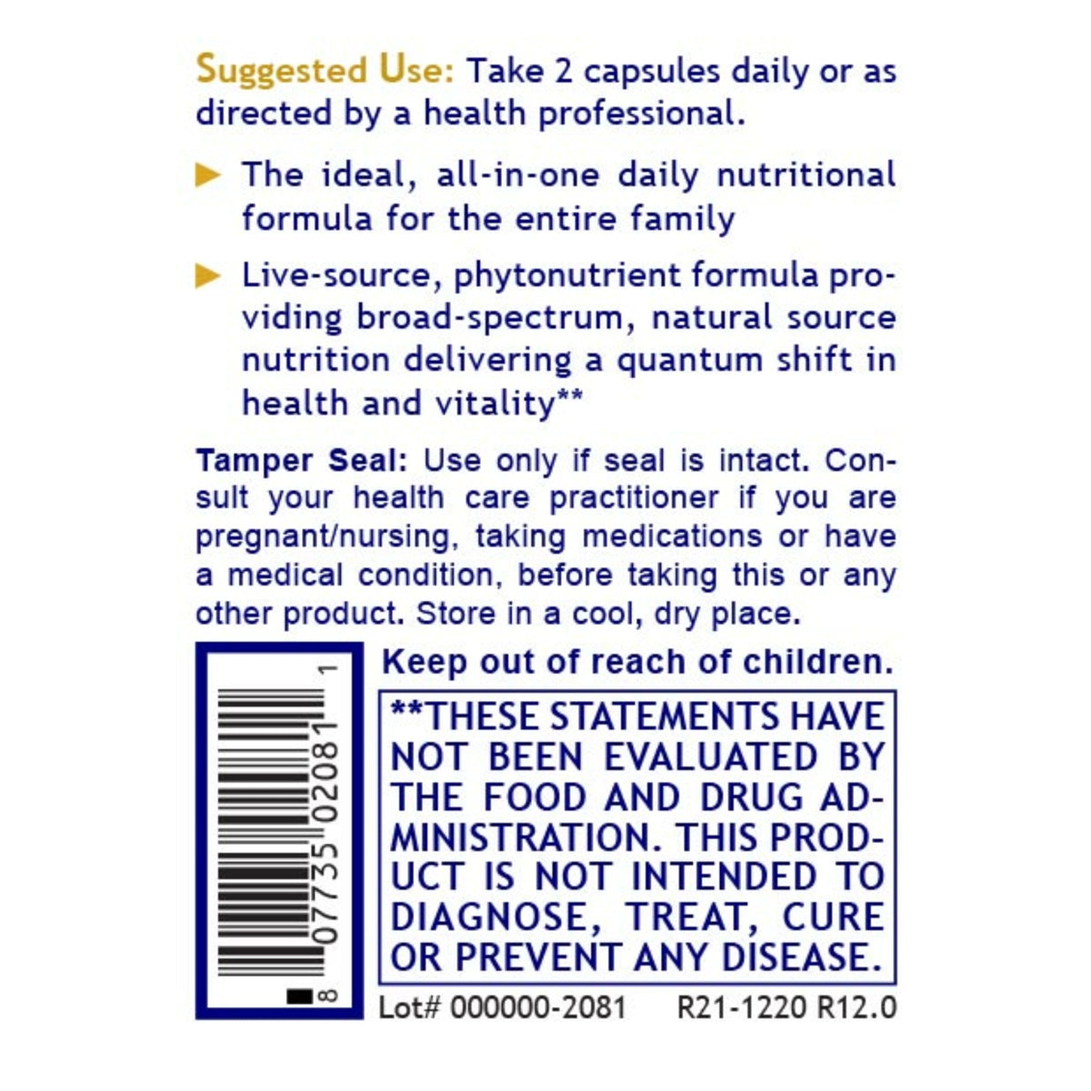 Premier Research Labs, Premier Daily One, 60 Plant-Source Capsules UPC 807735020811 | Hilife Vitamins