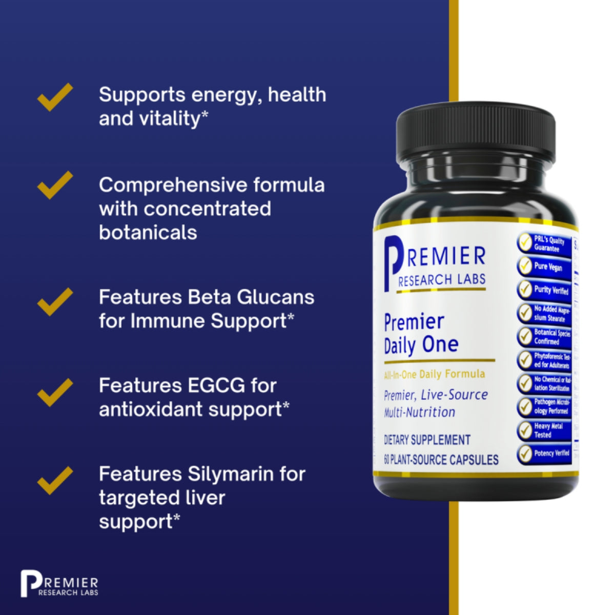 Premier Research Labs, Premier Daily One, 60 Plant-Source Capsules UPC 807735020811 | Hilife Vitamins