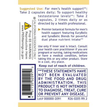 Premier Research Labs, Men's Performance Edge, 60 Plant-Source Capsules UPC 807735020910 | Hilife Vitamins