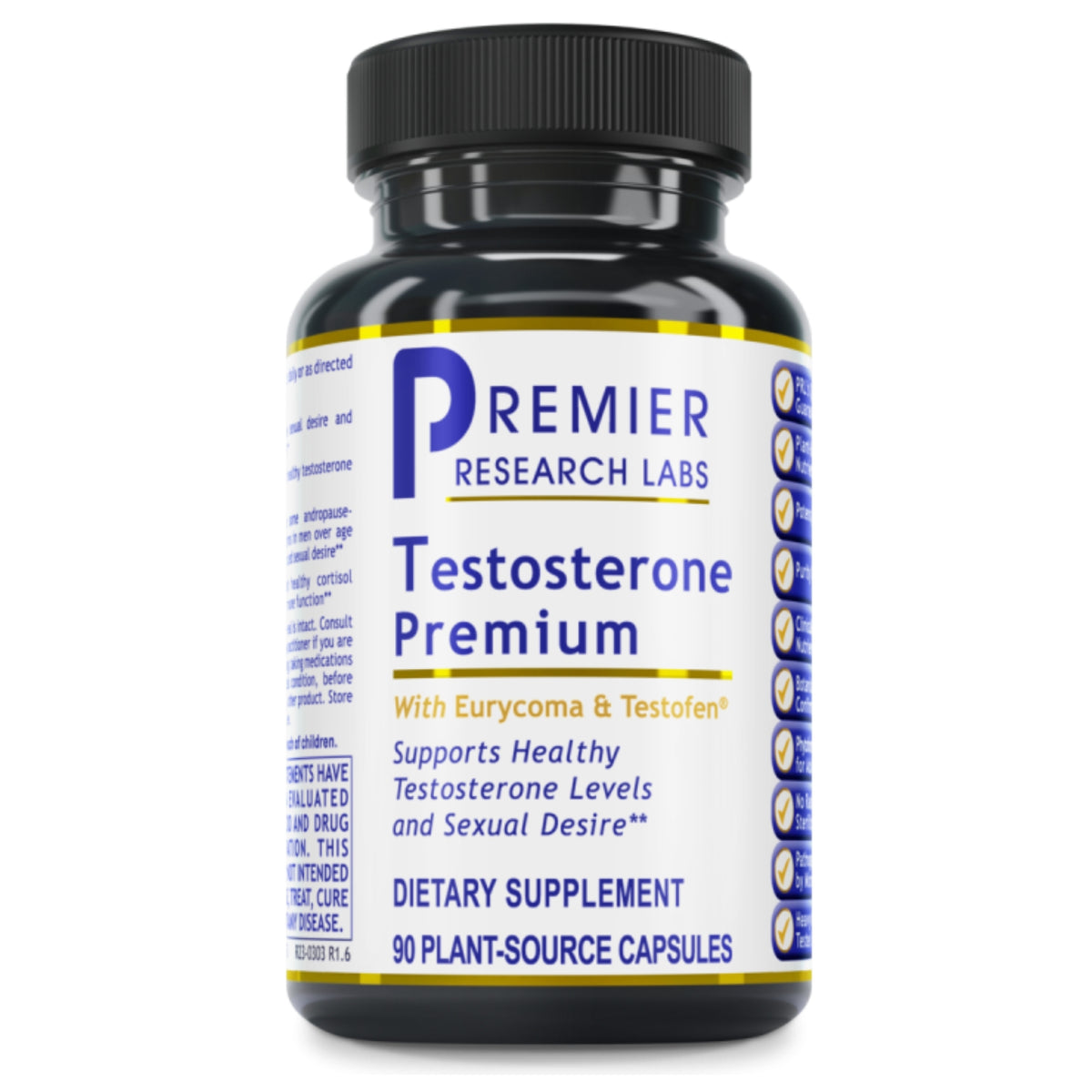 Premier Research Labs, Testosterone Premium, 90 Plant-Source Capsules UPC 807735020934 | Hilife Vitamins