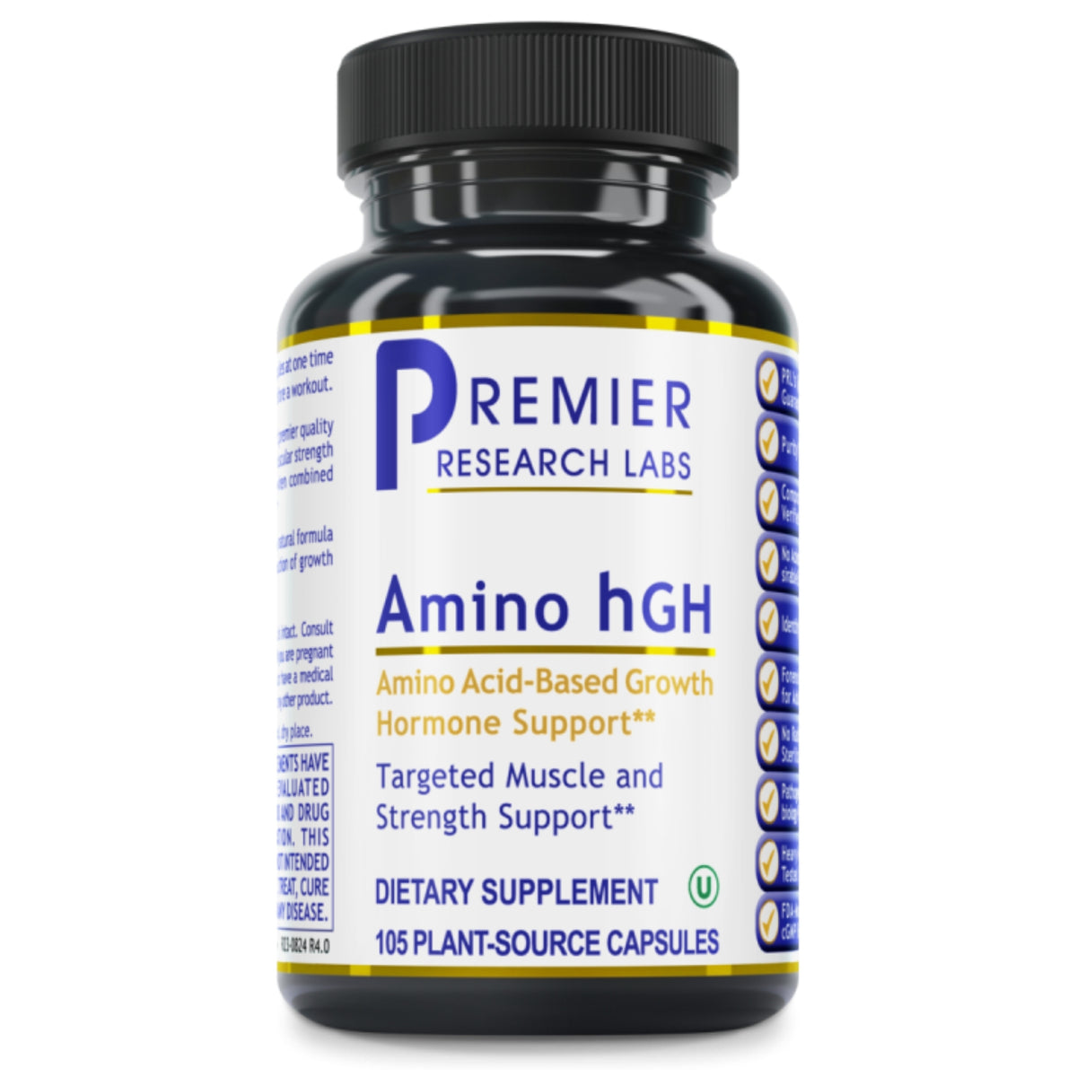Premier Research Labs, Amino hGH, 105 Plant-Source Capsules UPC 807735020965 | Hilife Vitamins