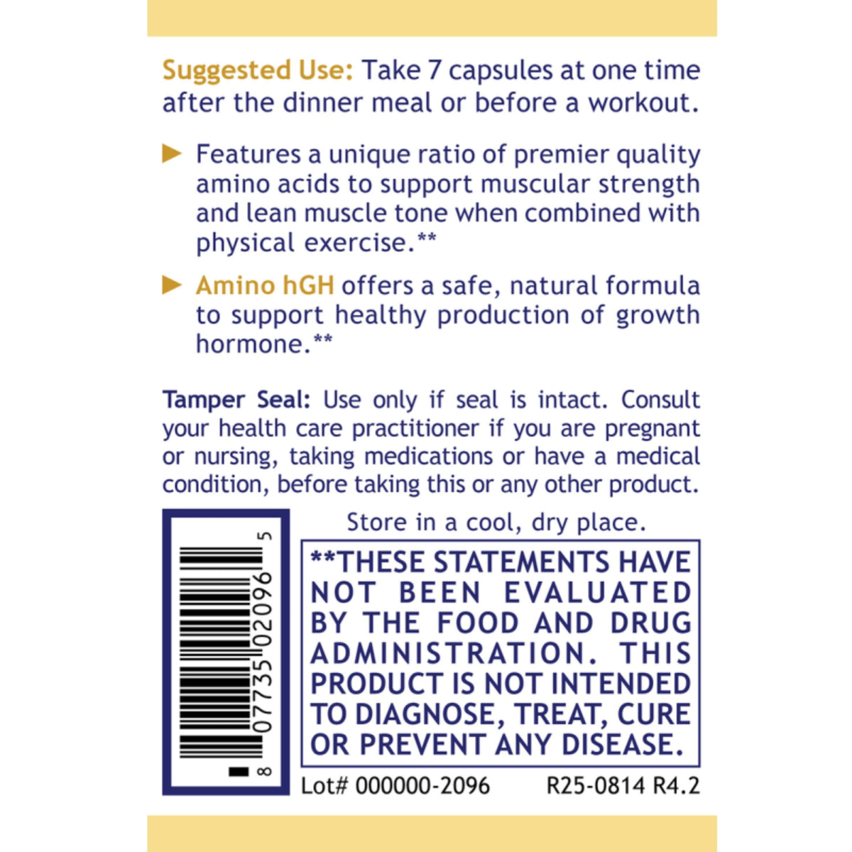 Premier Research Labs, Amino hGH, 105 Plant-Source Capsules UPC 807735020965 | Hilife Vitamins