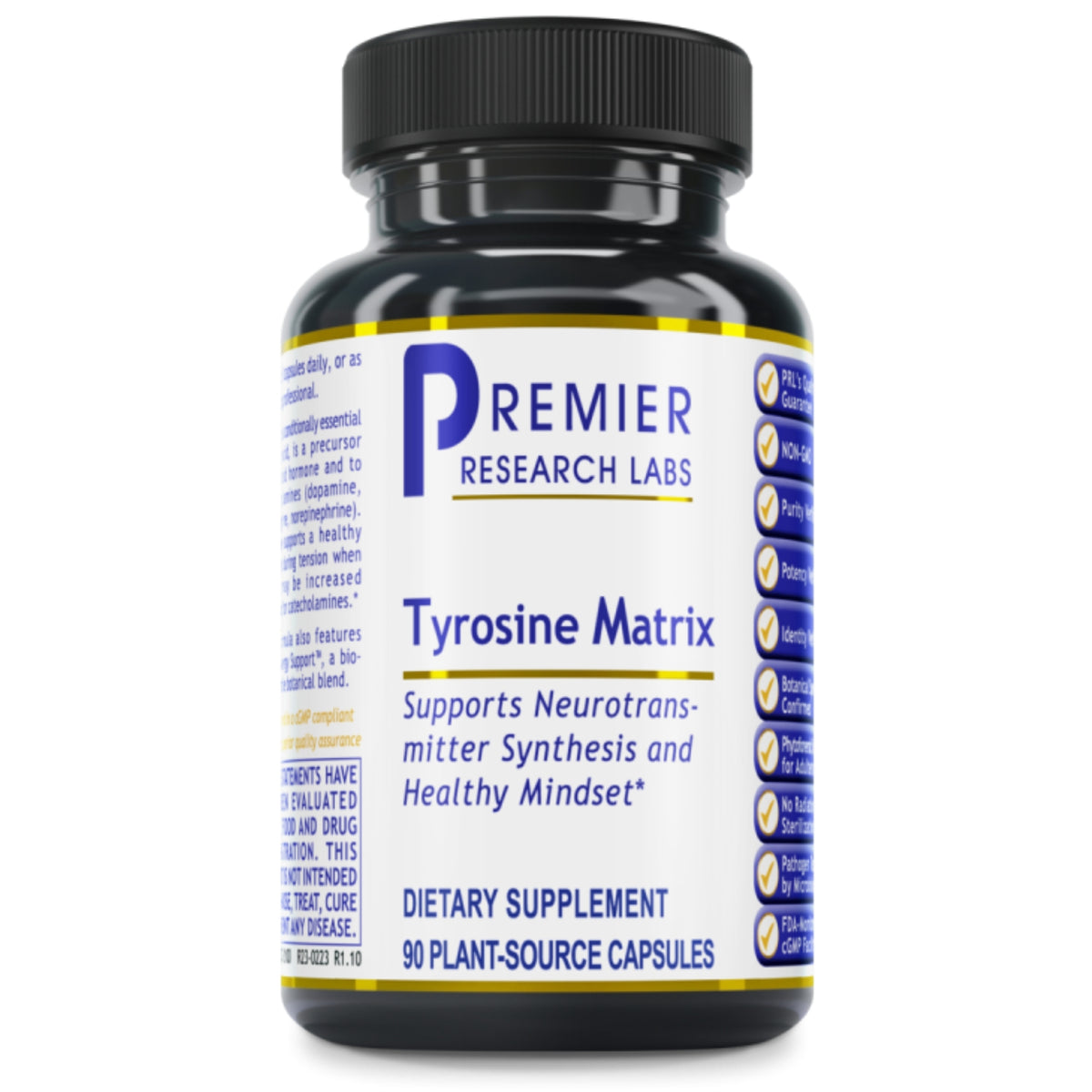 Premier Research Labs, Tyrosine Matrix, 90 Plant-Source Capsules UPC 807735021009 | Hilife Vitamins