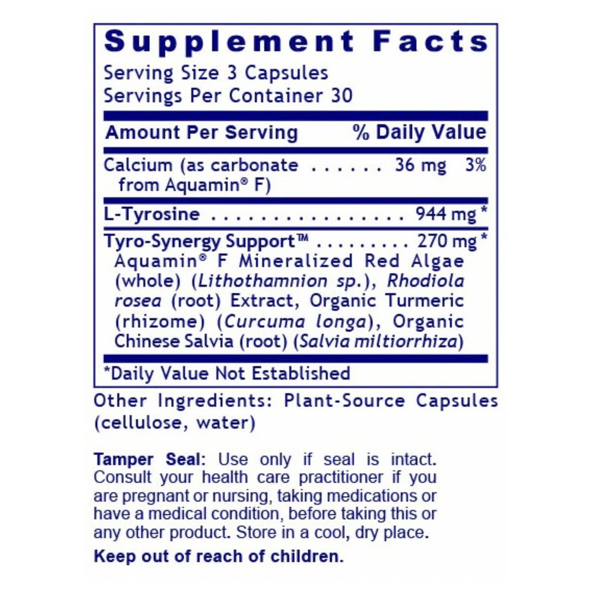 Premier Research Labs, Tyrosine Matrix, 90 Plant-Source Capsules UPC 807735021009 | Hilife Vitamins
