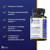 Premier Research Labs, Tyrosine Matrix, 90 Plant-Source Capsules UPC 807735021009 | Hilife Vitamins