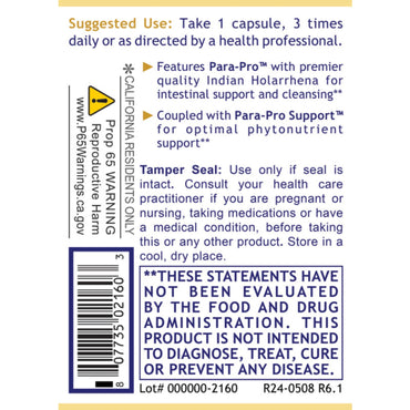 Premier Research Labs, ParaStat™, 90 Plant-Source Capsules UPC 807735021603 | Hilife Vitamins