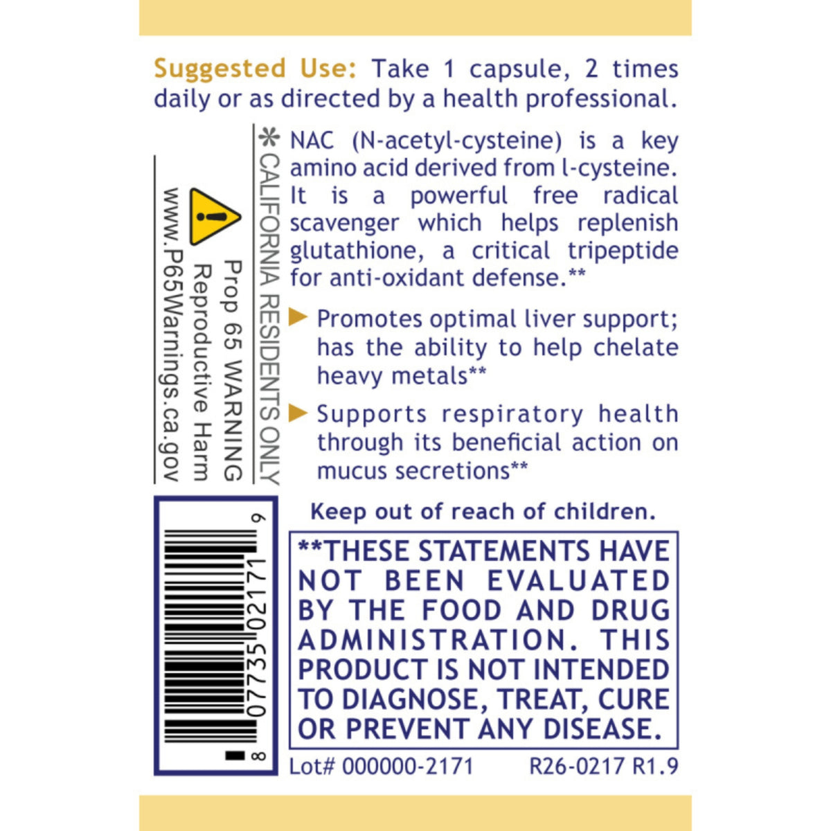 Premier Research Labs, Premier NAC, 60 Plant-Source Capsules UPC 807735021719 | Hilife Vitamins