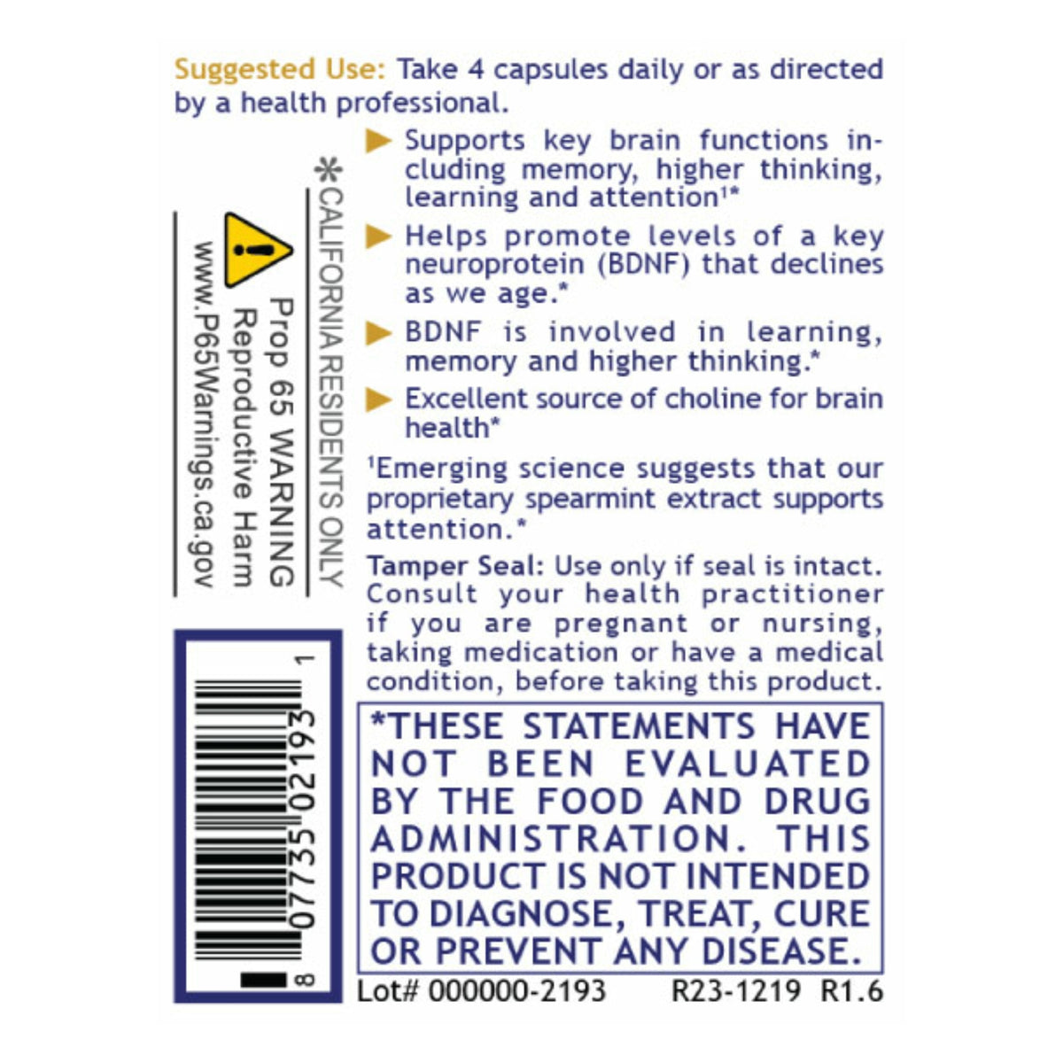 Premier Research Labs, Cognitropic, 120 Plant-Source Capsules UPC 807735021931 | Hilife Vitamins