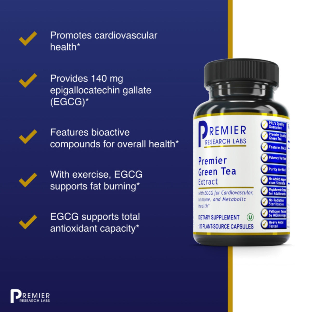 Premier Research Labs, Premier Green Tea Extract, 120 Plant-Source Capsules UPC 807735023058 | Hilife Vitamins