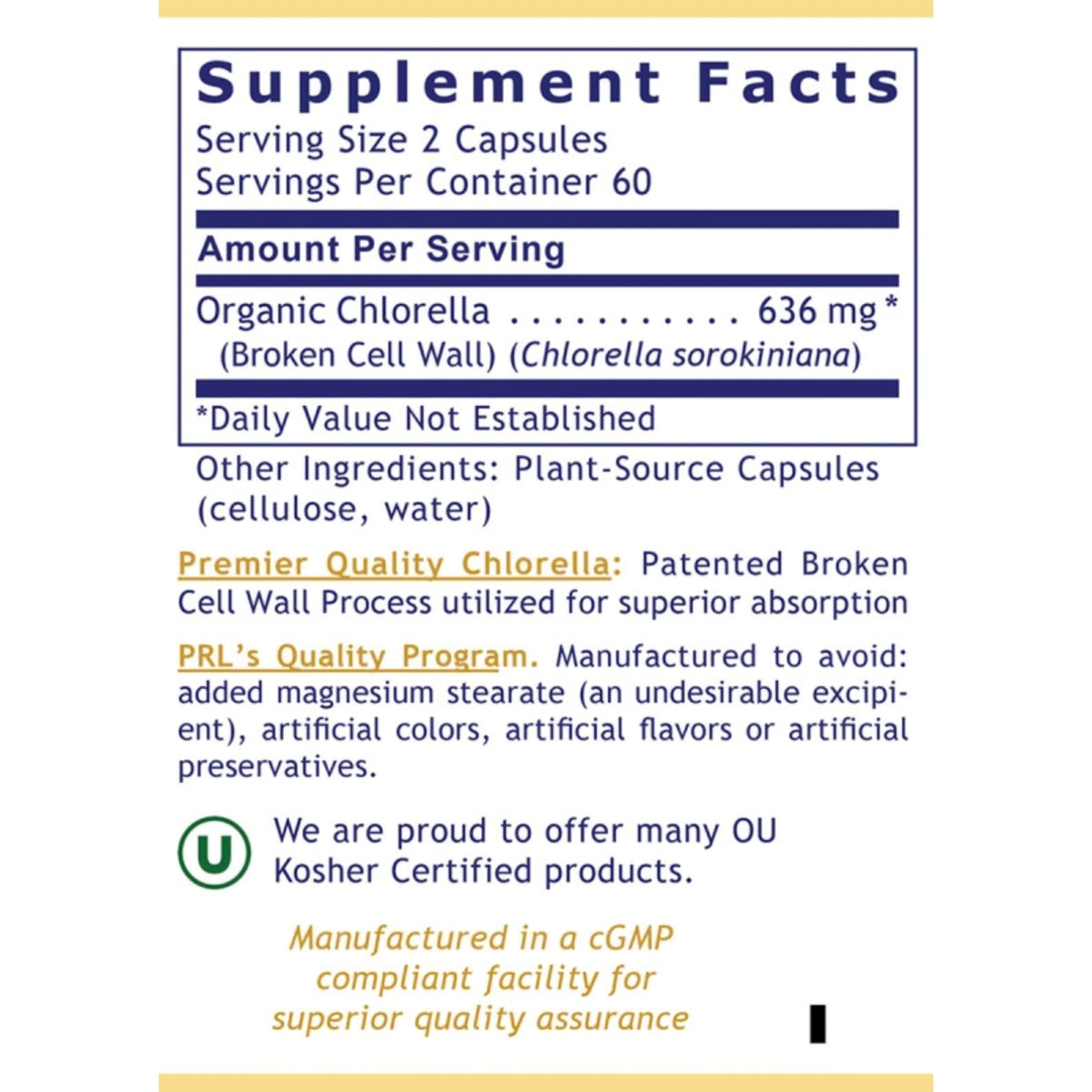 Premier Research Labs, Medi-Chlorella-FX™, 120 Plant-Source Capsules UPC 807735023102 | Hilife Vitamins