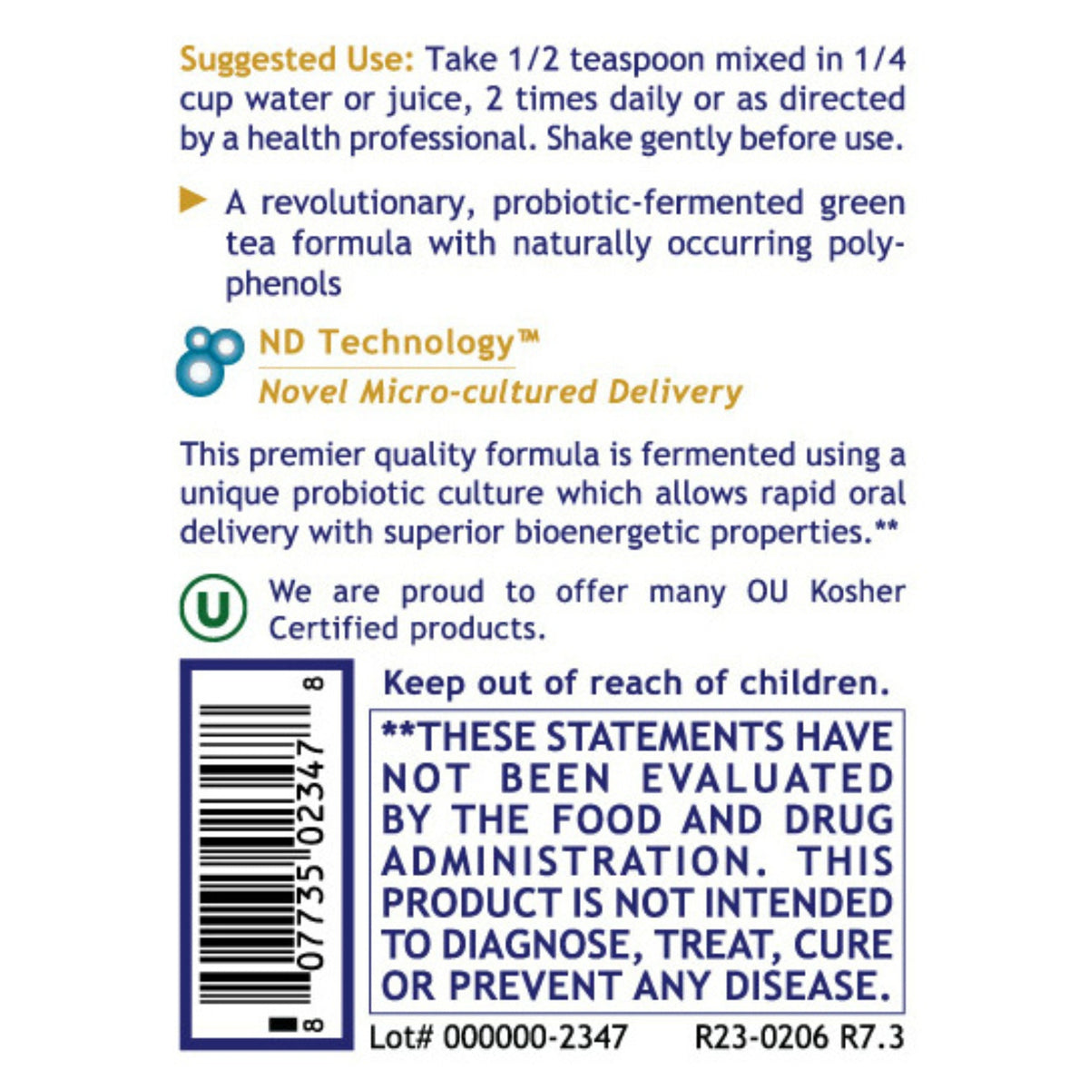 Premier Research Labs, Green Tea - ND™ (Fermented), 8 FL OZ (235 mL) UPC 807735023478 | Hilife Vitamins