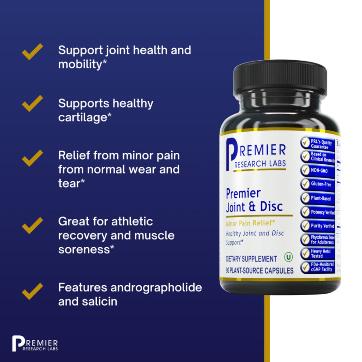 Premier Research Labs, Premier Joint & Disc, 90 Plant-Source Capsules UPC 807735023638 | Hilife Vitamins