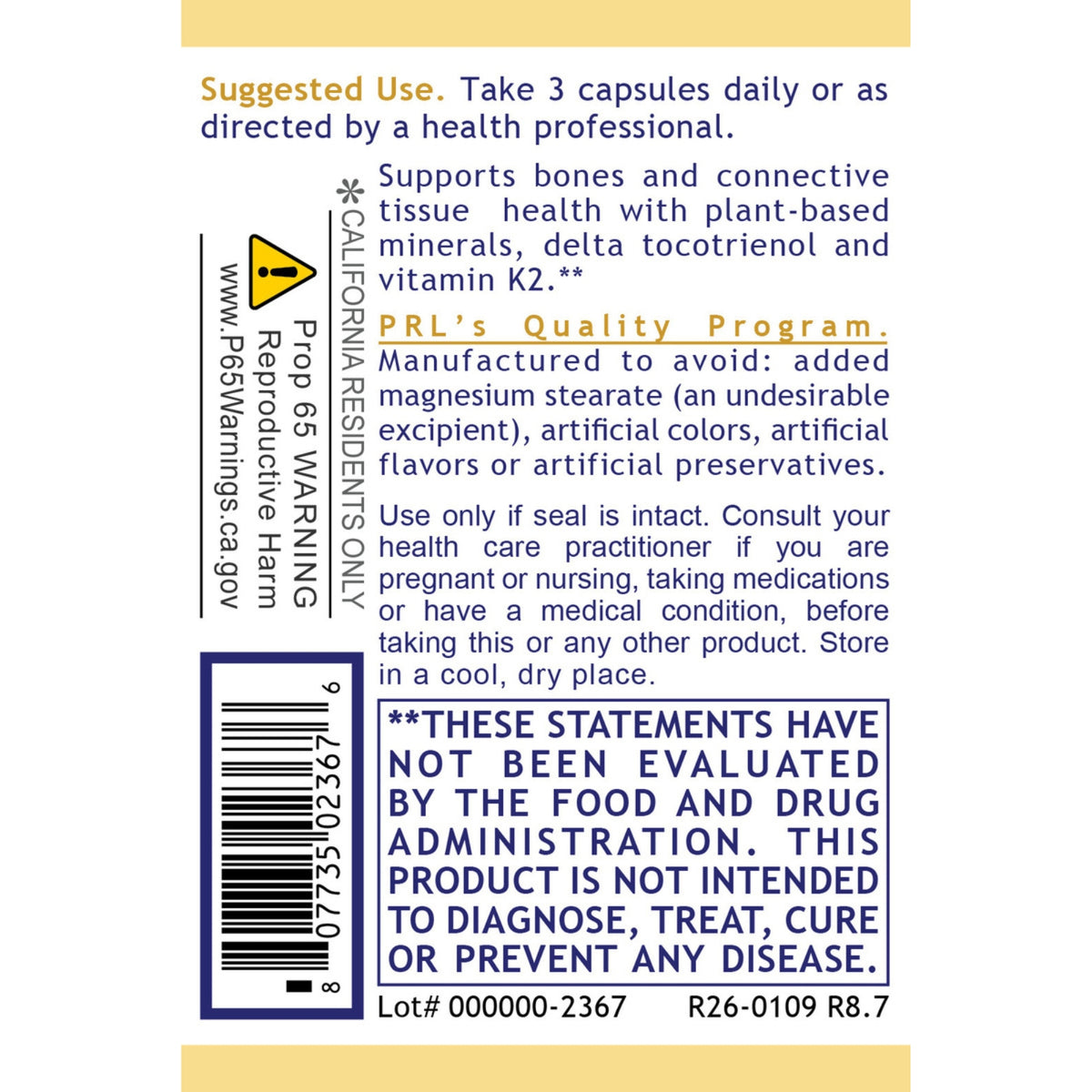 Premier Research Labs, Premier Bone Health, 90 Plant-Source Capsules UPC 807735023676 | Hilife Vitamins