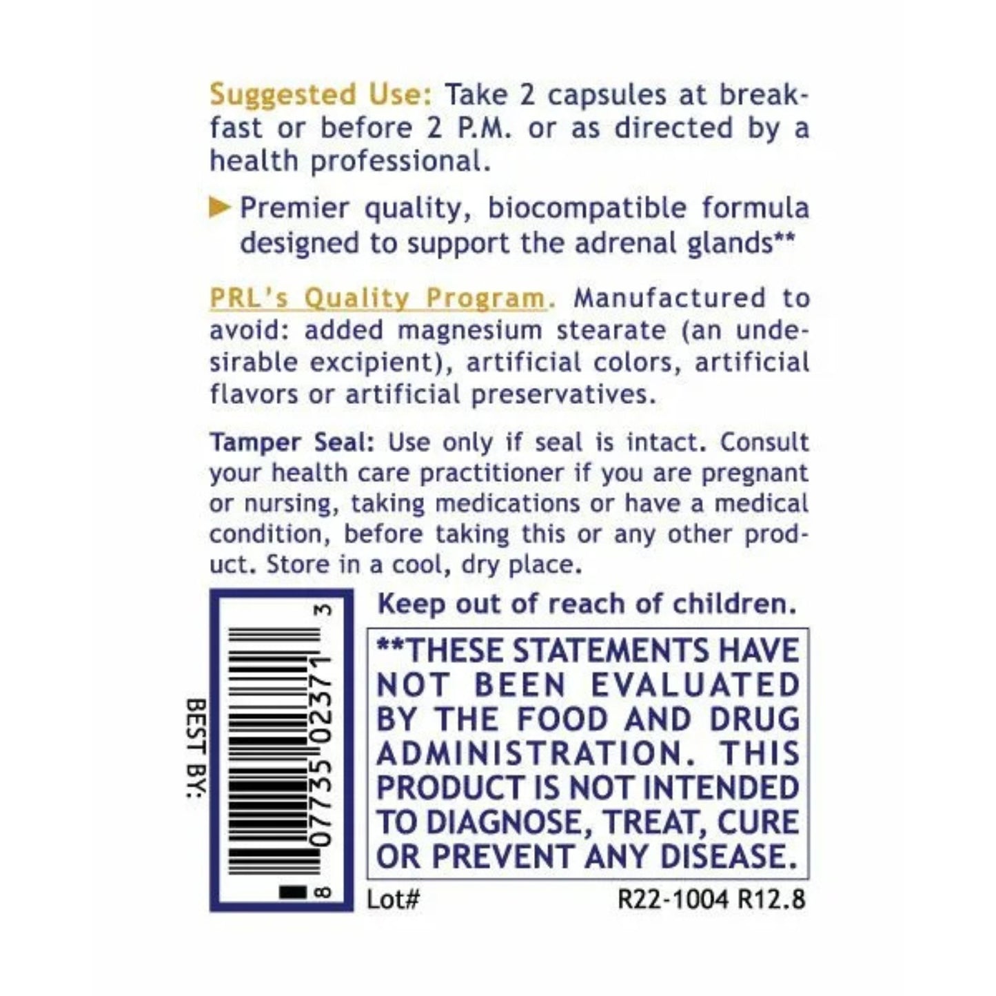 Premier Research Labs, AdrenaVen™, 60 Pant-Source Capsules UPC 807735023713 | Hilife Vitamins