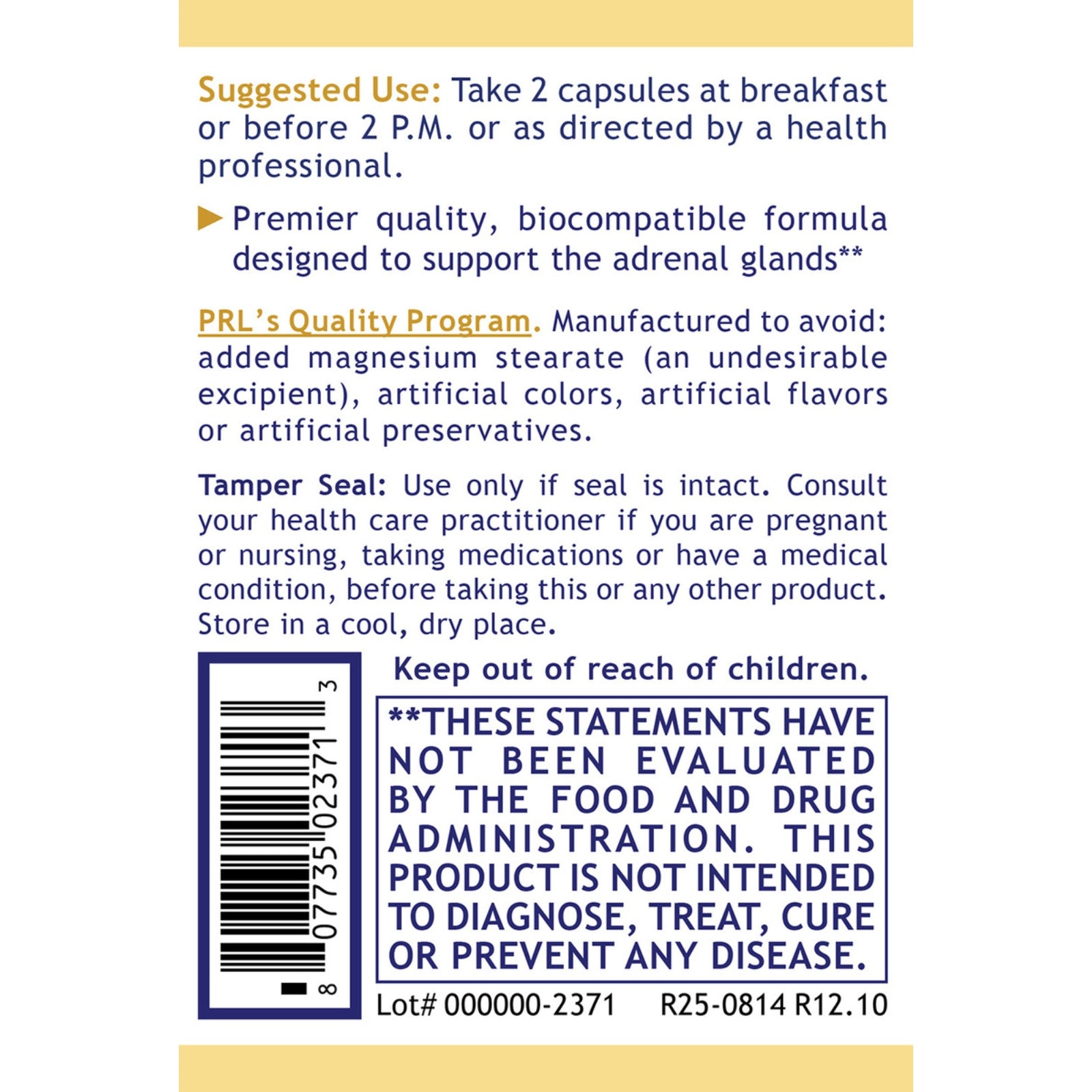 Premier Research Labs, AdrenaVen™, 60 Pant-Source Capsules UPC 807735023713 | Hilife Vitamins