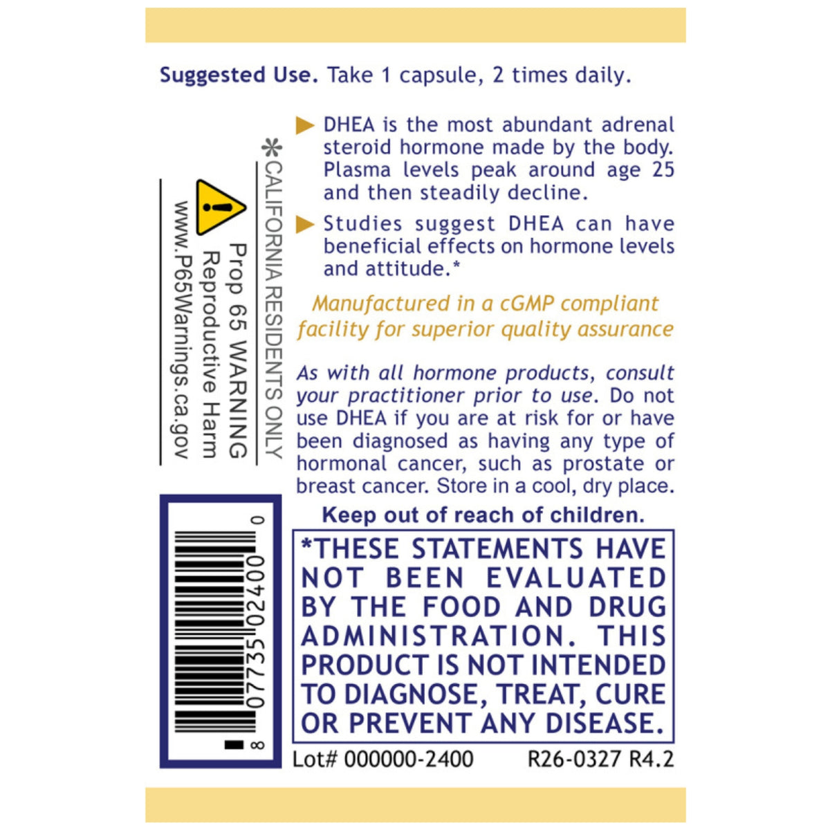 Premier Research Labs, Premier DHEA, 60 Plant-Source Capsules UPC 807735024000 | Hilife Vitamins