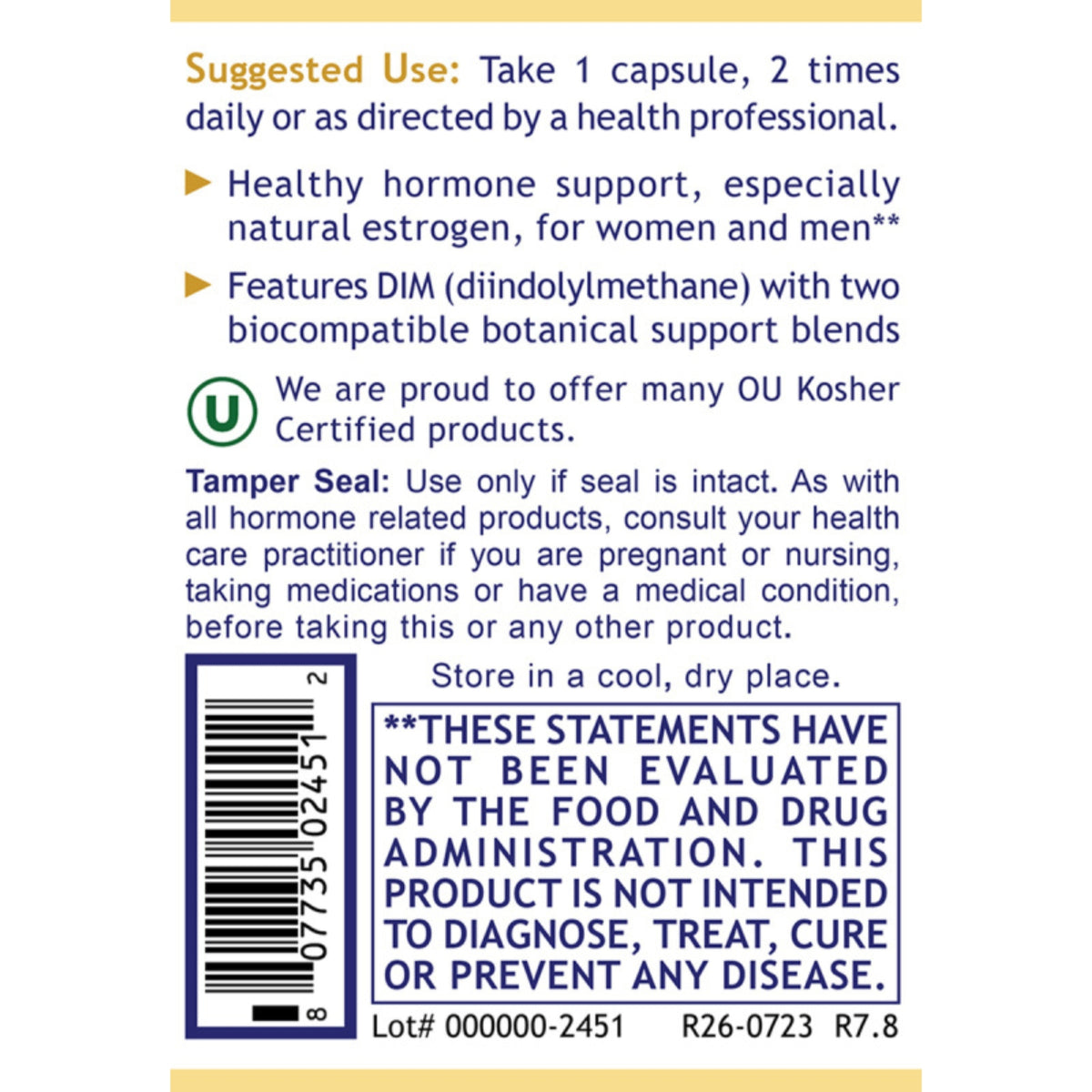 Premier Research Labs, Estro Flavone™, 60 Plant-Source Capsules UPC 807735024512 | Hilife Vitamins