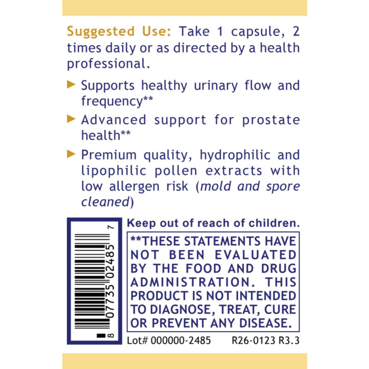 Premier Research Labs, UltraPollen™, 60 plant-Source Capsules UPC 807735024857 | Hilife Vitamins