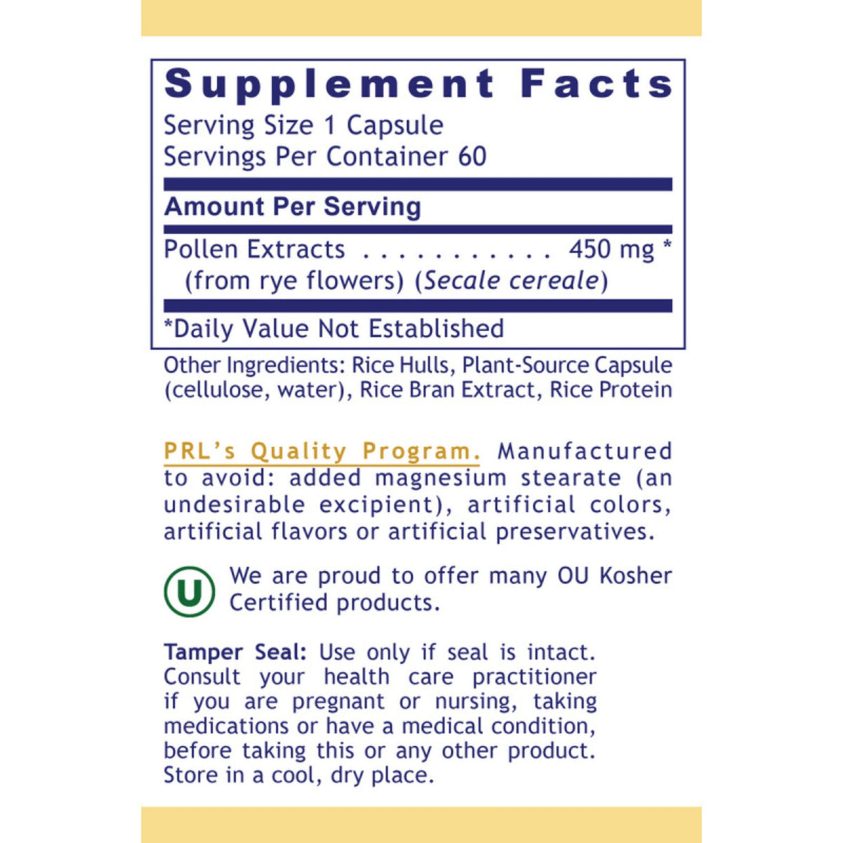 Premier Research Labs, UltraPollen™, 60 plant-Source Capsules UPC 807735024857 | Hilife Vitamins