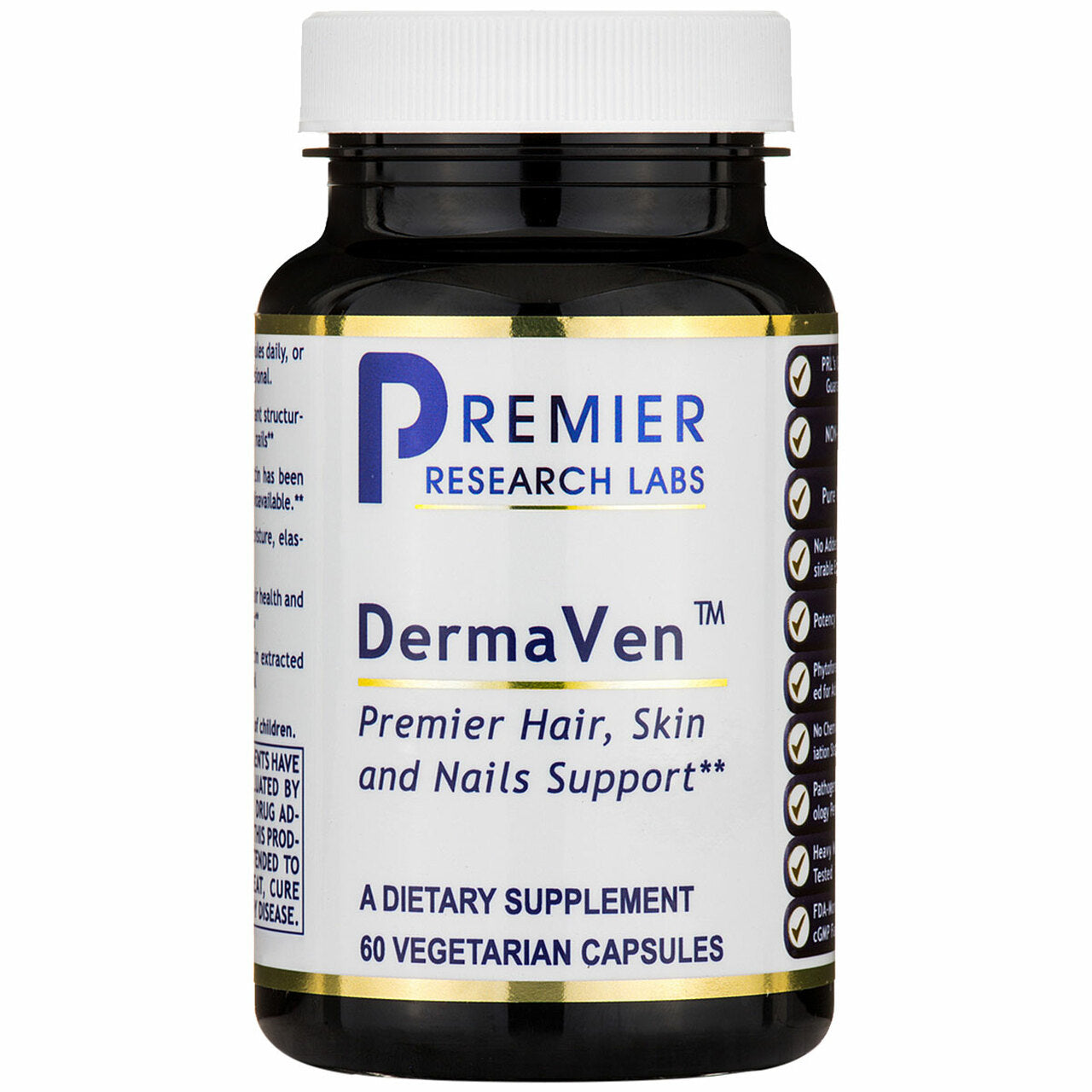 Premier Research Labs, DermaVen, 60 Vegetarian Capsules UPC 807735025342 | Hilife Vitamins